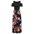 thumbnail image 3 of Pompotops Robe Longue Décontractée pour Femmes avec Imprimé Floral Rayé Manches Courtes Robe Maxi, 3 of 4