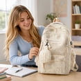 thumbnail image 4 of Large Capacity Backpack with Wallet, Nylon School Bag for Laptop, Multi-Pocket Student Bookbag with Detachable Pouch for Boys Girls Teens, Black, 4 of 4