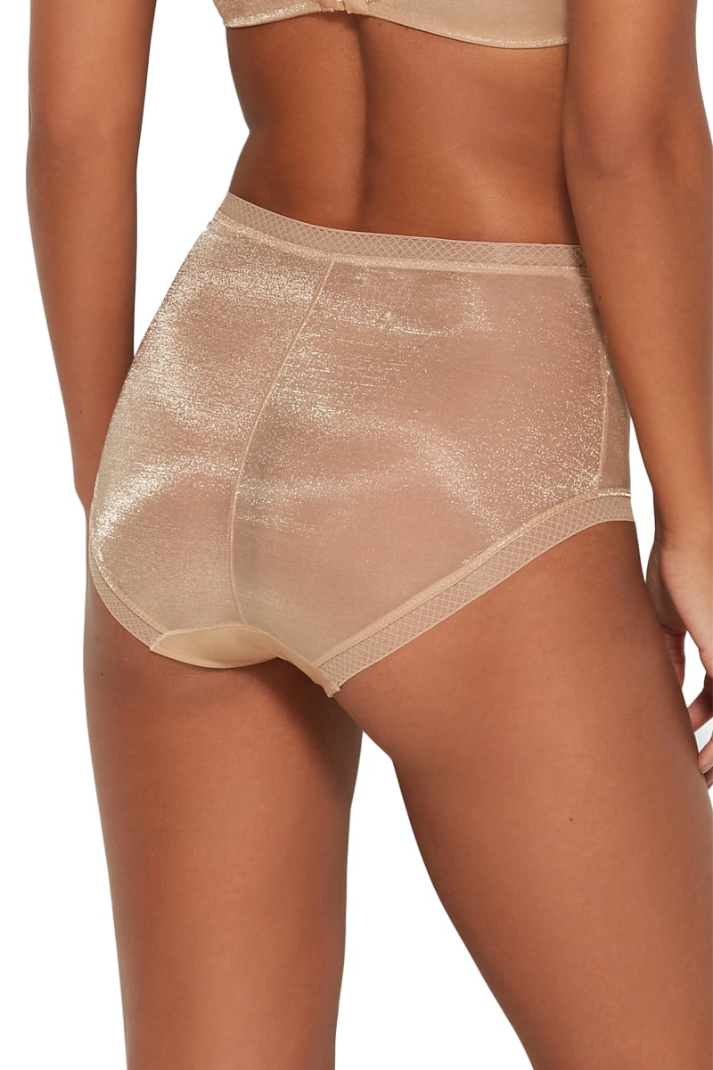Sheer High Waist Deep Brief Panty Plus Size Gossard Lingerie Glossies Nude 6272