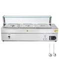 thumbnail image 2 of WILPREP Commercial Food Warmer with 3 1/2 Pans & Lids Sneeze Guards Drain Valve, 2 of 12