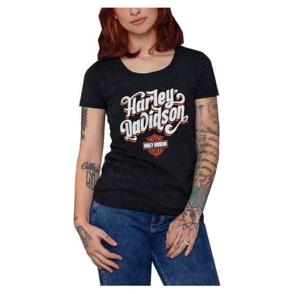 Harley-Davidson Women's Arcane Short Sleeve Scoop Neck T-Shirt - Black (S), Harley Davidson