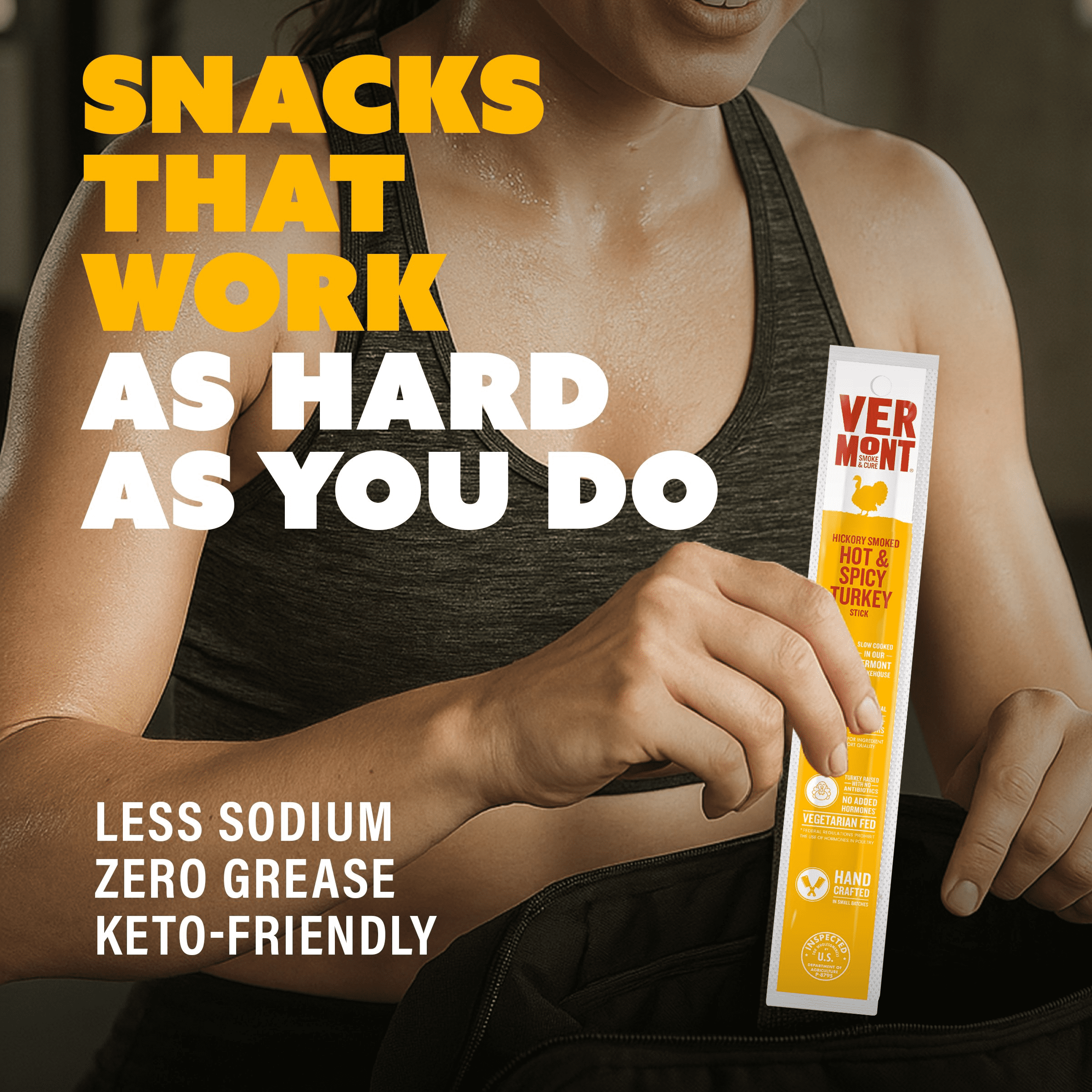 Vermont Smoke & Cure Hot and Spicy Turkey Sticks 1 oz Individually Wrapped Protein Snacks 24 Ct
