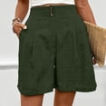 thumbnail image 6 of Costeam Womens Solid Color Elastic Waist Straight Leg Bermuda Shorts Soft Wrinkle Resistant Fabric Mid Rise Relaxed Fit Mid Knee Length Casual Everyday Wear Short Bottoms, 6 of 7
