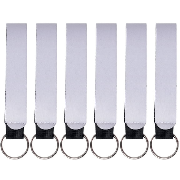 ifundom 6-Pack White Neoprene Sublimation Blank Wrist Lanyards for Projects and Custom Designs