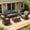 Blue-five piece set, variant on Fnova Outdoor Wicker Square Side Table, PE Rattan Patio End Table with Tempered Glass Top, Sturdy Frame, Small Accent Table for Patio Balcony Poolside