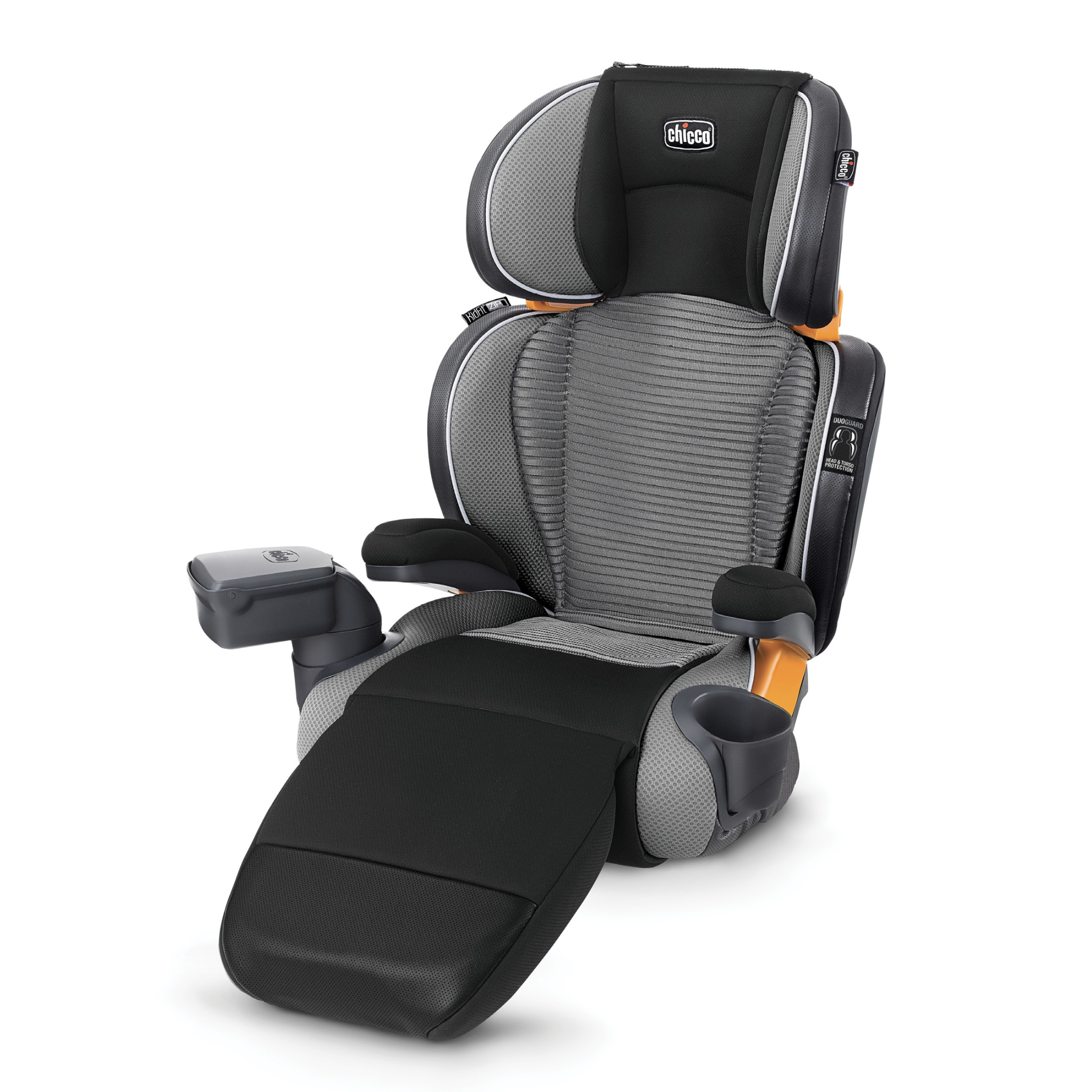 Chicco KidFit Zip Air Plus 2-in-1 Belt Positioning Booster Car Seat - Q Collection (Black/Grey), New