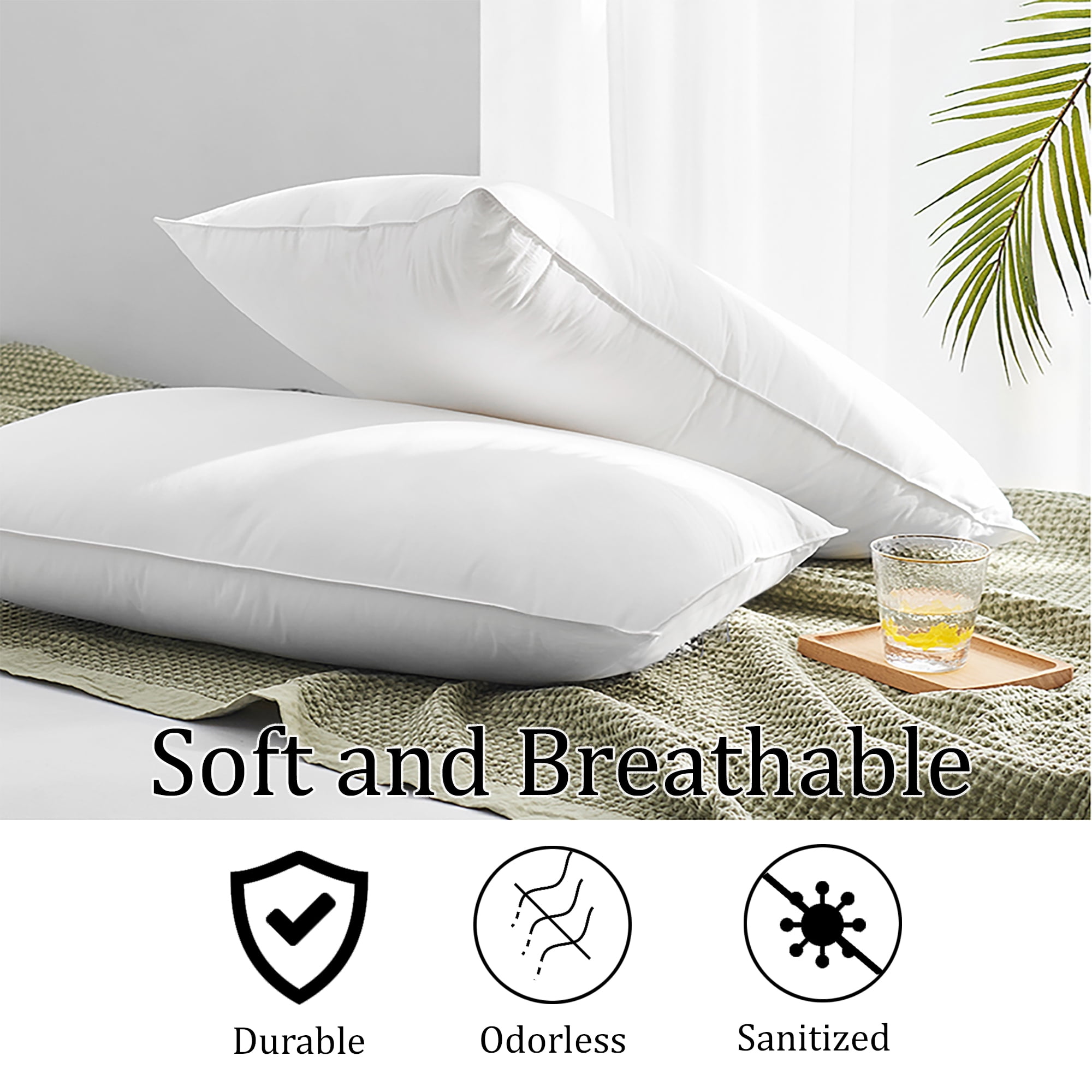 Highland Feather 600 Loft White Goose Down Pillow 233TC Pure Cotton Casing, One Pillow