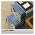 thumbnail image 2 of File Cabinet with Barn Doors, Distressed Light Gray - 2 Drawer Filing Cabinet for Home Office, Printer Stand with Adjustable Shelves, 18.1” W, 2 of 7