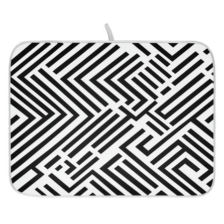 

Minimalist Monochrome Lines Dish Drying Mat for Kitchen Quick Drying Absorbent Soft Durable 16 x 18