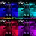 thumbnail image 2 of Tira de luces LED para interior de coche, 56 modos, 4 unidades, 36 LED, 16 millones de colores RGB, 12 V, CC, USB, inalámbrica, Bluetooth, IP67., 2 of 5