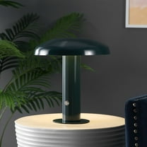 Open Box JONATHAN Y Suillius 11" Contemporary Bohemian Rechargeable/Cordless Iron Integrated Portable LED Mushroom Table Lamp, Forest Green, JYL7114D