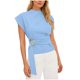thumbnail image 4 of Camisas de Manga Corta para las Mujeres Casual V-Cuello Plegado Vendaje Suéter Blusa, Ligero Top de Verano, 4 of 6