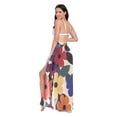 thumbnail image 3 of FORMRS Womens Long Sarong Beach Wrap Semi-Sheer Bikini Skirt Bathing Swimsuit Cover Up, Large Colorful Flowers Pattern, 3 of 7