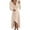 Beige, variant on XFLWAM Women's Warp V Neck Long Sleeve Ruffle Split Midi Dress Solid Color Bodycon Cocktail Party Dresses Beige M