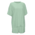 thumbnail image 5 of Short Set Two Piece Sets Short Sleeve Crew Neck T Shirt & Shorts Spring Sets Woman Clothes, 5 of 9
