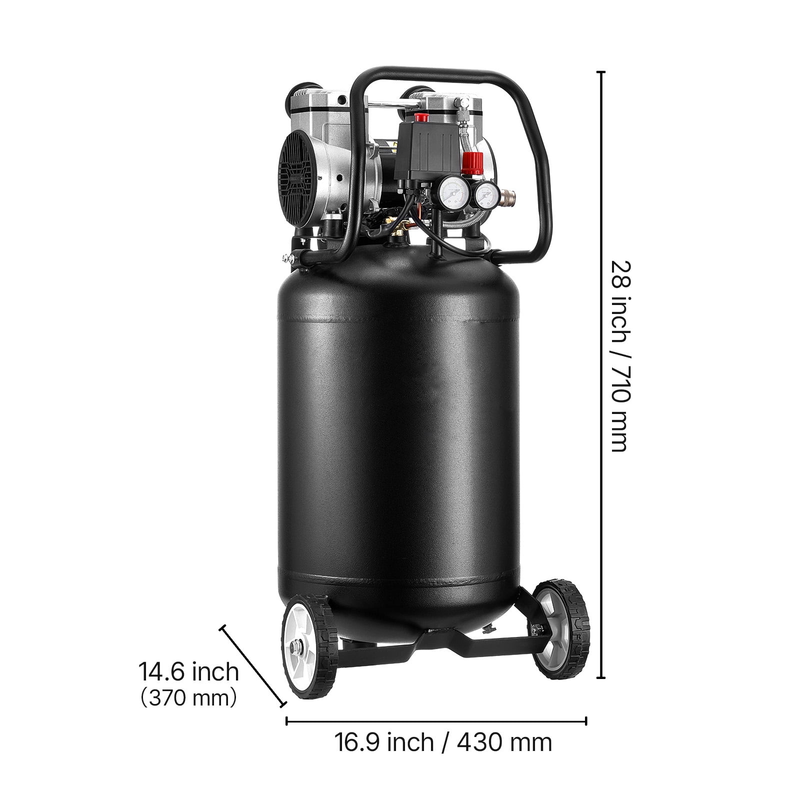 KFFKFF 10-Gallon Air Compressor, 2HP, 4.8 SCFM at 90 PSI, Max 125 PSI Oil-Free Tank, Portable Design with Wheels for Auto Repair, Tire Inflation, Painting, and Woodworking, 120V
