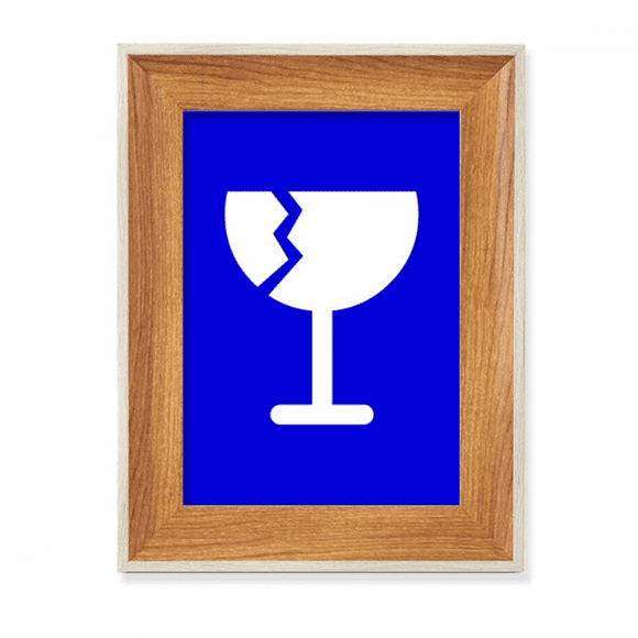 Fragile Blue Square Warning Mark Desktop Wooden Photo Frame Display Picture Art Painting Multiple Sets