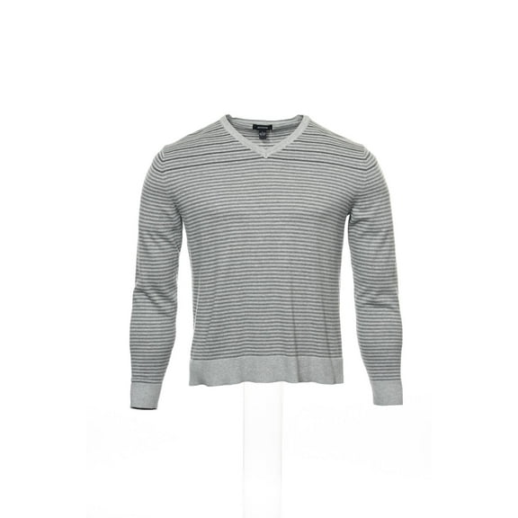 Alfani Gray Striped V-Neck Sweater , Size Small