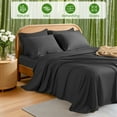 thumbnail image 2 of Sonoro Kate 100% Organic Luxurious Bamboo Sheets, King Sheet Set 6-Piece with 16" Deep Pocket, Silky Smooth Luxury Bed Sheets, Black, 2 of 8