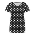 thumbnail image 6 of CFLVAEK Summer Blouse for Women Dressy Dressy Dressy Casual Petal Sleeve Shirts Elegant Polka Dot Print Blouses Loose Fit V Neck Tunic Tops Black XL, 6 of 6