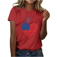 thumbnail image 7 of Uaswgudfs ​Women's Patriotic Heart & Fireworks Graphic T-Shirt - Independence Day US Flag Themed Casual Shirts & Tops Red XL, 7 of 7