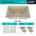 thumbnail image 3 of 33" x 22" Quartz Kitchen Sink, Double Bowl Sink, Drop-in Sink, Undermount Sink, Granite Kitchen Sink, Galaxy Beige Kitchen Sink, with Grids, Basket Strainer and Flange Lexicon Platinum LP-800TM-B, 3 of 8