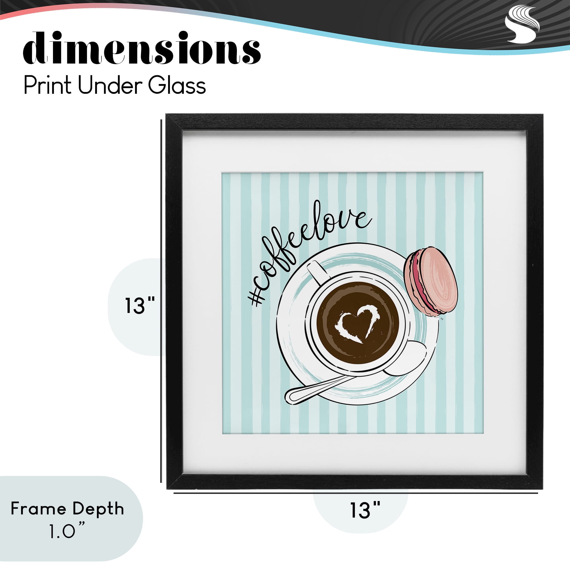Stupell Industries Coffee Love Hashtag Black Framed Print Under Glass, design by Martina Pavlova