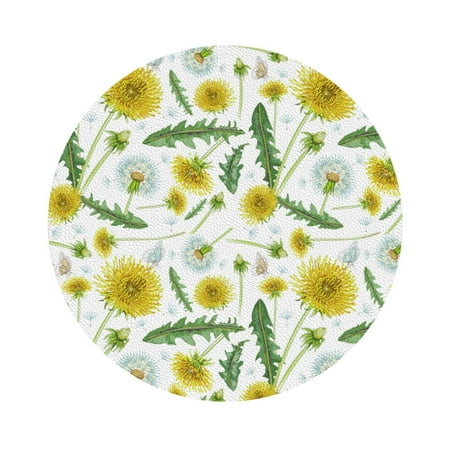 

Cauagu Yellow Dandelions for Round Coaster Drink Coasters Set of 4 Leather Bar Beer Beverage Cup Mat for Drinks for Tabletop Protection & Coffee Table Decor