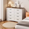 thumbnail image 6 of 8 Drawers Dresser, Gizoon Wooden Large Storage Cabinet with Metal Handle, White Dresser for Bedroom with Rustic Top, 6 of 9