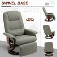 thumbnail image 6 of Homiyad Faux Leather Manual Recliner, Adjustable Swivel Lounge Chair with Footrest, Armrest and Wrapped Wood Base for Living Room, Gray, 6 of 8