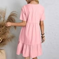thumbnail image 4 of Lenago Women's Plus Size Summer Dresses High Waisted Fashion Holiday Summer Solid Color Short Sleeve Pink Dresses Party Beach Dress, 4 of 9