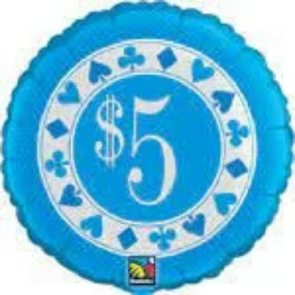 18 FIVE DOLLAR Casino CHIP Balloon  Party Supplies Decorations Foil Mylar Balloon