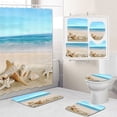 thumbnail image 1 of Shower Curtains with Bath Rugs Non-Slip Soft Toilet Lid Cover for Bathroom Four-Piece, Waterproof Home Tub Curtains Sets, marine style Shell Beach 3D Print Durable Polyester Fabric, 1 of 4