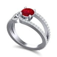 thumbnail image 2 of Diamond-Capitals 2.50 Carat Round Cut Natural Diamond & Red Ruby Gemstone Fancy Engagement Ring for Girls 14K White Gold Size 6, 2 of 8