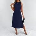 thumbnail image 3 of Women's Sleeveless Round Neck Split Hem Dress - Flowy Casual Summer Party Outfit - Loose Fit - XS-XXL Sizes, 3 of 8