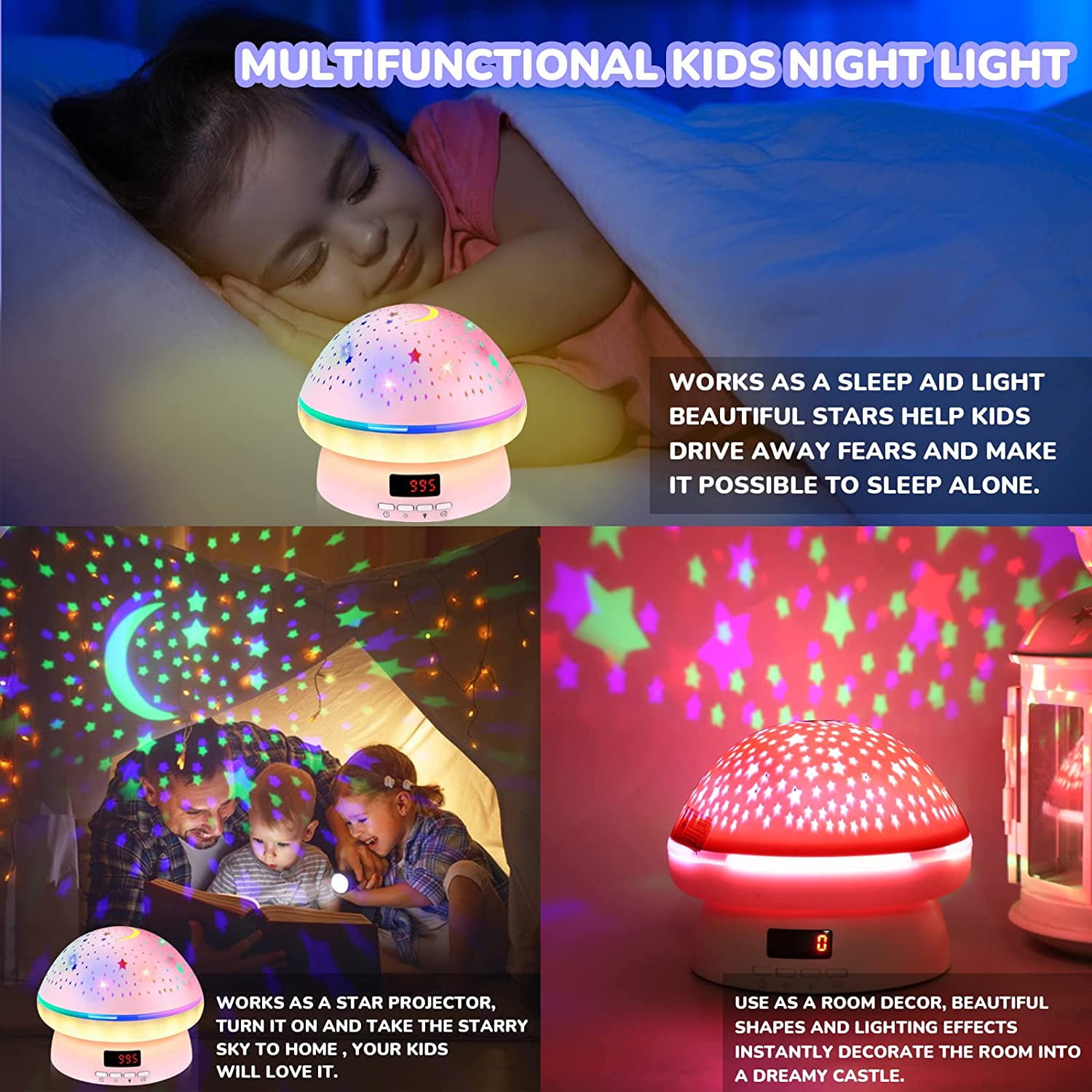 Brinquedos Para meninas de 3 a 8 anos, tempor rotation star projetor de luz  noturna crianças twinkle lights, menina de 2-9 anos de idade presente