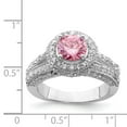 thumbnail image 3 of Auriga 925 Sterling Silver Round Pink and White Cubic Zirconia Engagement Ring Size 8 for Women, 3 of 6