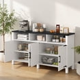 thumbnail image 2 of Hassch Farmhouse Buffet Sideboard with Charging Station, 59" Storage Cabinet with Adjustable Shelves & 4 Barn Doors, Coffee Bar Cabinet for Dining Room, Living Room, Entryway, Hallway, White+Black, 2 of 10