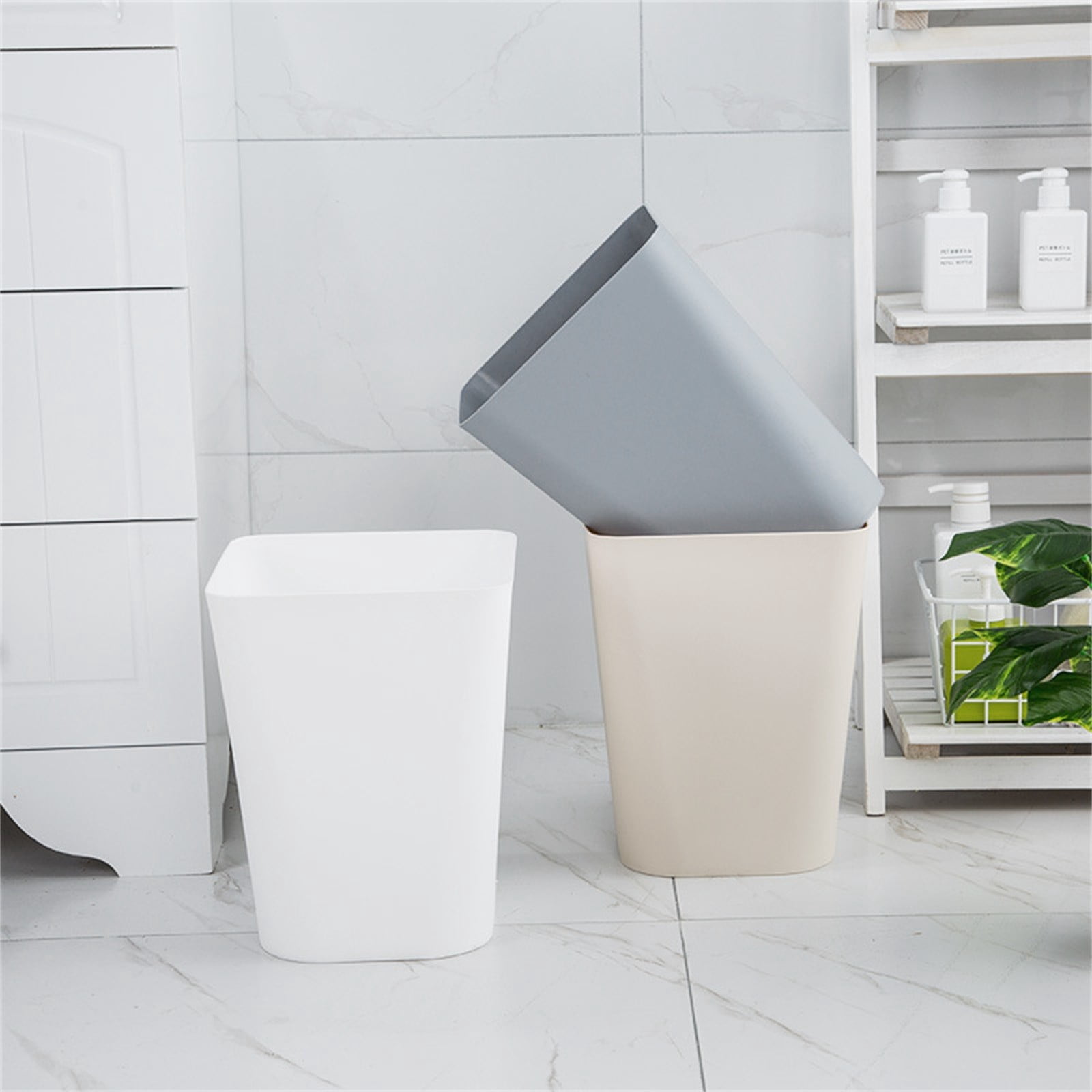 1.6 Gallon Small Trash Can, Heavy Duty Bathroom Wastebasket, Plastic Garbage Can for Kitchen Office Bathroom (White/1 Pcs) 7.48x9.13"