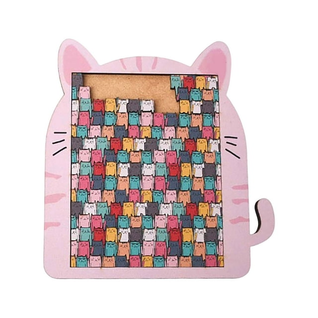 Rompecabezas de madera con forma de gato de colores Rompecabezas con forma de gato con colores Morandi Hogar único para animales y para amantes de los gatos, adolescentes y adultos