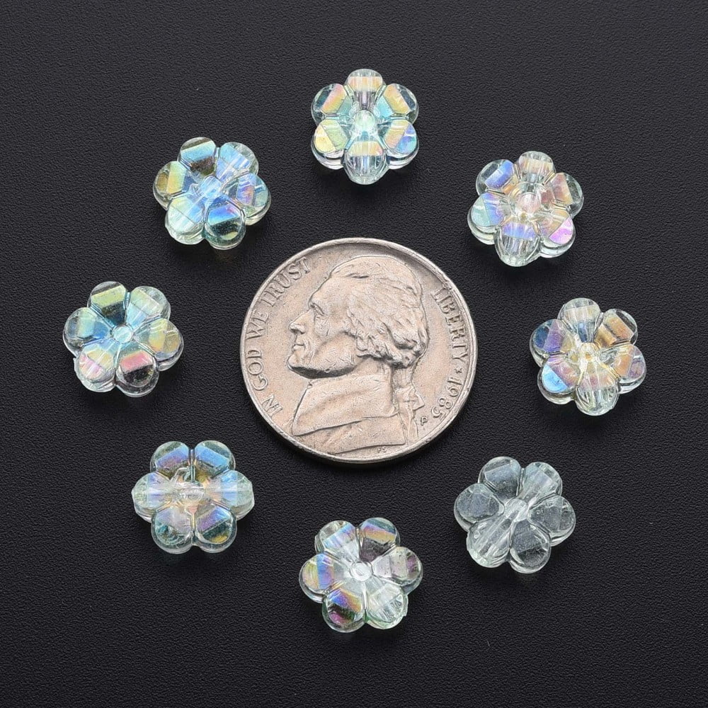 500gs Transparent Acrylic Beads AB color Flower Honeydew 10x5mm Hole: 1.8mm about 1650pcs/500g
