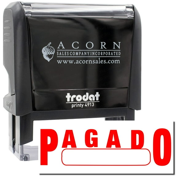 Large Self-Inking Pagado with Box Stamp, Trodat Printy 4913, Press and Print Stamping, Impression Size 7/8" x 2-1/4", Up to 10,000 Impressions - Red Ink