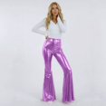thumbnail image 2 of Womens Sequin Flare Pant Sparkly High Waisted Leg Bell Bottom Glitter Trousers Night Out Clubwear, 2 of 5