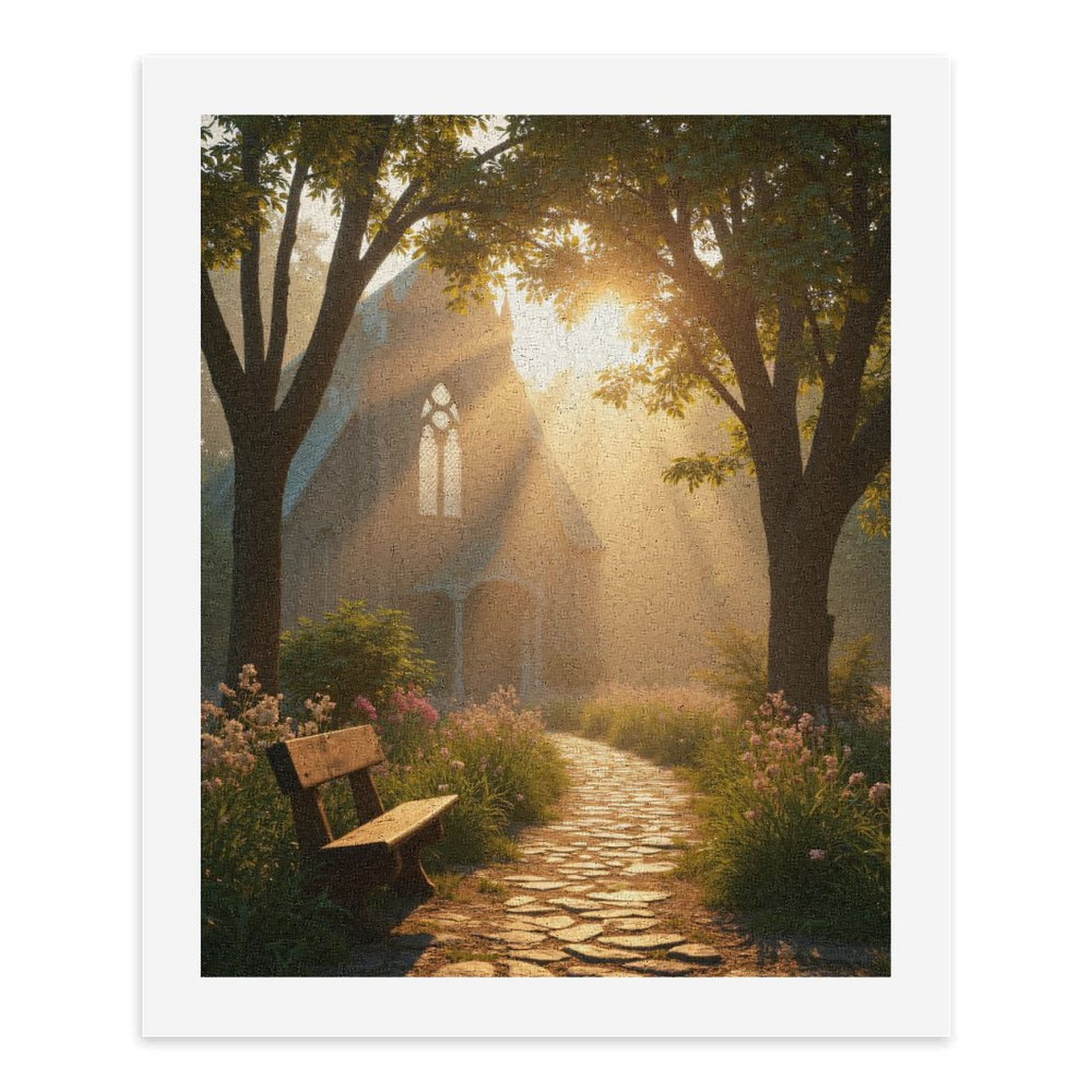 Paint by Numbers Kit for Adults, Sunlit Pathway Towards Chapel Paint by Numbers, Easy Paint by Numbers Kit for Adults Beginner, DIY Adult Paint by Number Kits on Canvas, Home Decor