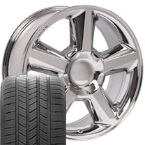 OE Wheels CV83 20 Inch Rims and Tires Fit Tahoe Style 6x139.7 20x8.5 Chrome - Hollander 5308 - Eagle LS-2 275/55-20 (Set of 4)