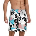 thumbnail image 2 of Balery Panda Cute Pink Hearts Pantalones cortos de pijama de punto de algodón para hombre con cinturilla y bolsillos-Medium, 2 of 6