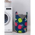 thumbnail image 3 of Cartoon Laundry Bag, Funny Worm Hugging the Apple Happiness in Nature Insects Forest Children, Hamper Basket with Handles Drawstring Closure for Laundromats, 13" x 19", Night Blue, by Ambesonne, 3 of 4