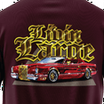 thumbnail image 4 of Rollin Hard men's Livin Large Lowrider burgundy classic fit front and back print graphic tee shirt, 4 of 5