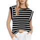 thumbnail image 1 of Camiseta Sin Mangas Informal de Verano para Mujer, Rayas Negras, Talla M, 1 of 7