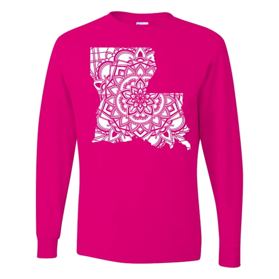Inktastic Louisiana Silhouette Mandala Long Sleeve T-Shirt